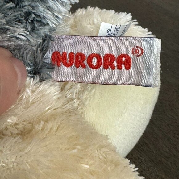 Aurora Flopsie Ludwig The Schnauzer Stuffed Animal Cream Gray Puppy Plush - Picture 10 of 11